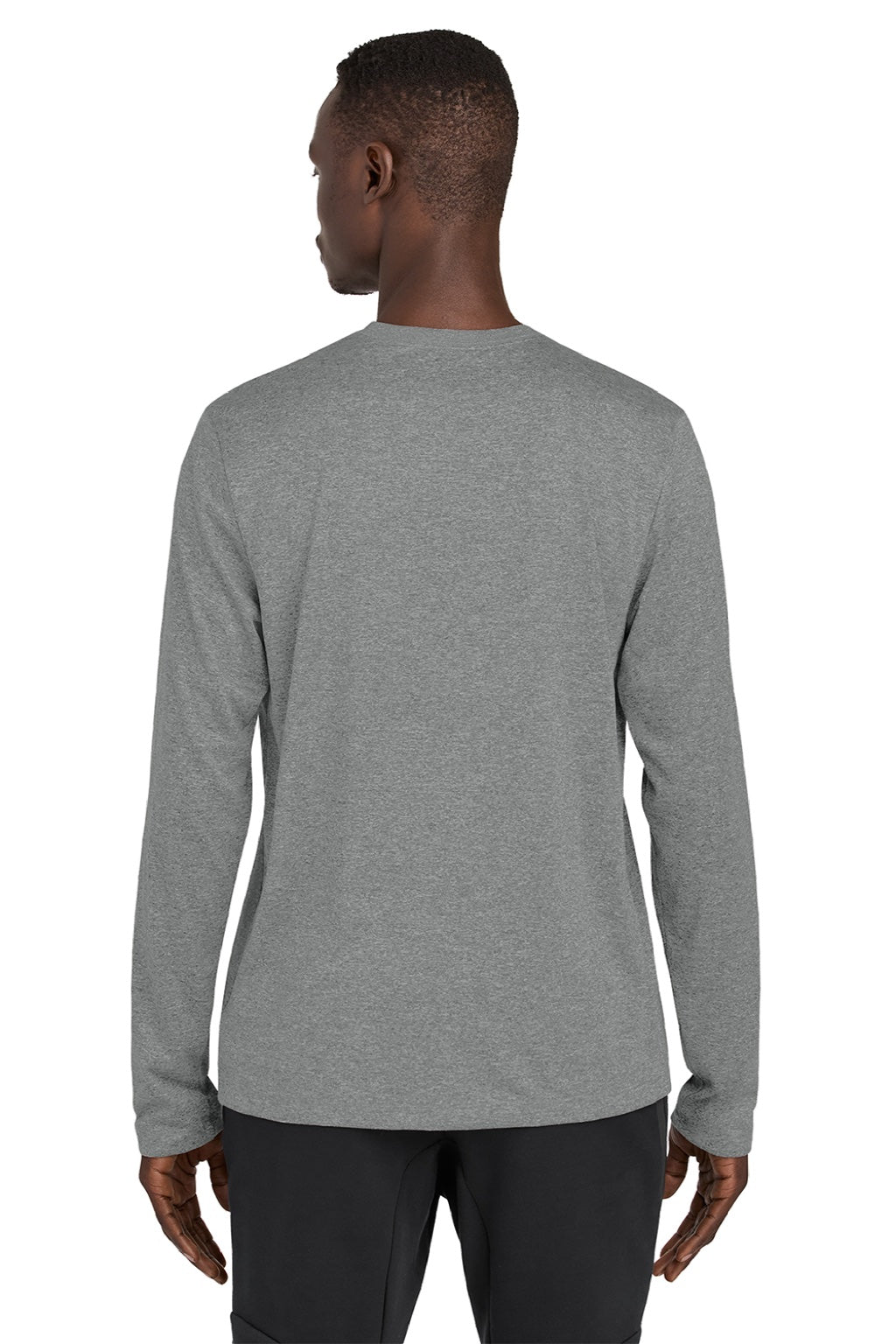 Nike NKHQ4550 Mens Team rLegend Long Sleeve Crewneck T-Shirt Heather Carbon Grey Model Back