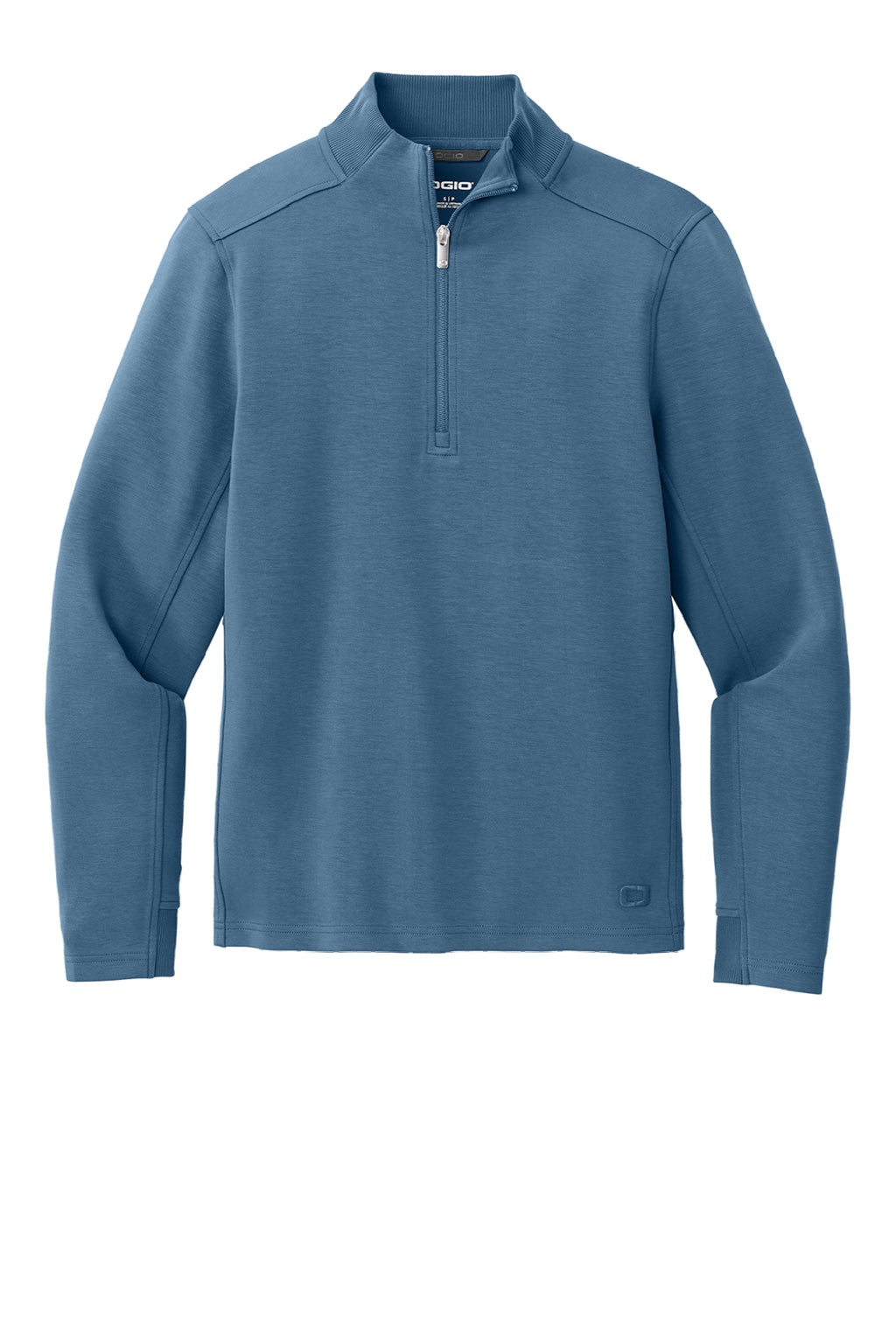 Ogio OG861 Mens Transcend 1/4 Zip Sweatshirt Mist Blue Flat Front