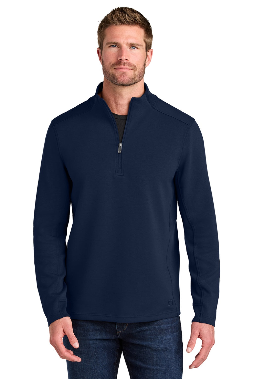 Ogio OG861 Mens Transcend 1/4 Zip Sweatshirt River Navy Blue Model Front