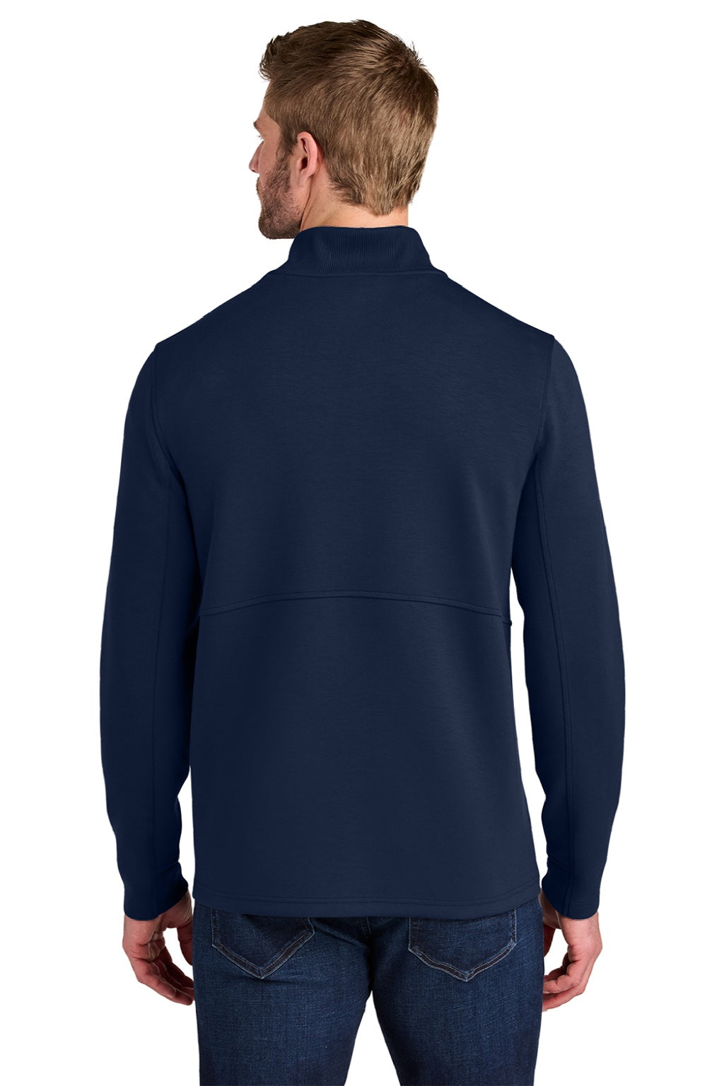 Ogio OG861 Mens Transcend 1/4 Zip Sweatshirt River Navy Blue Model Back