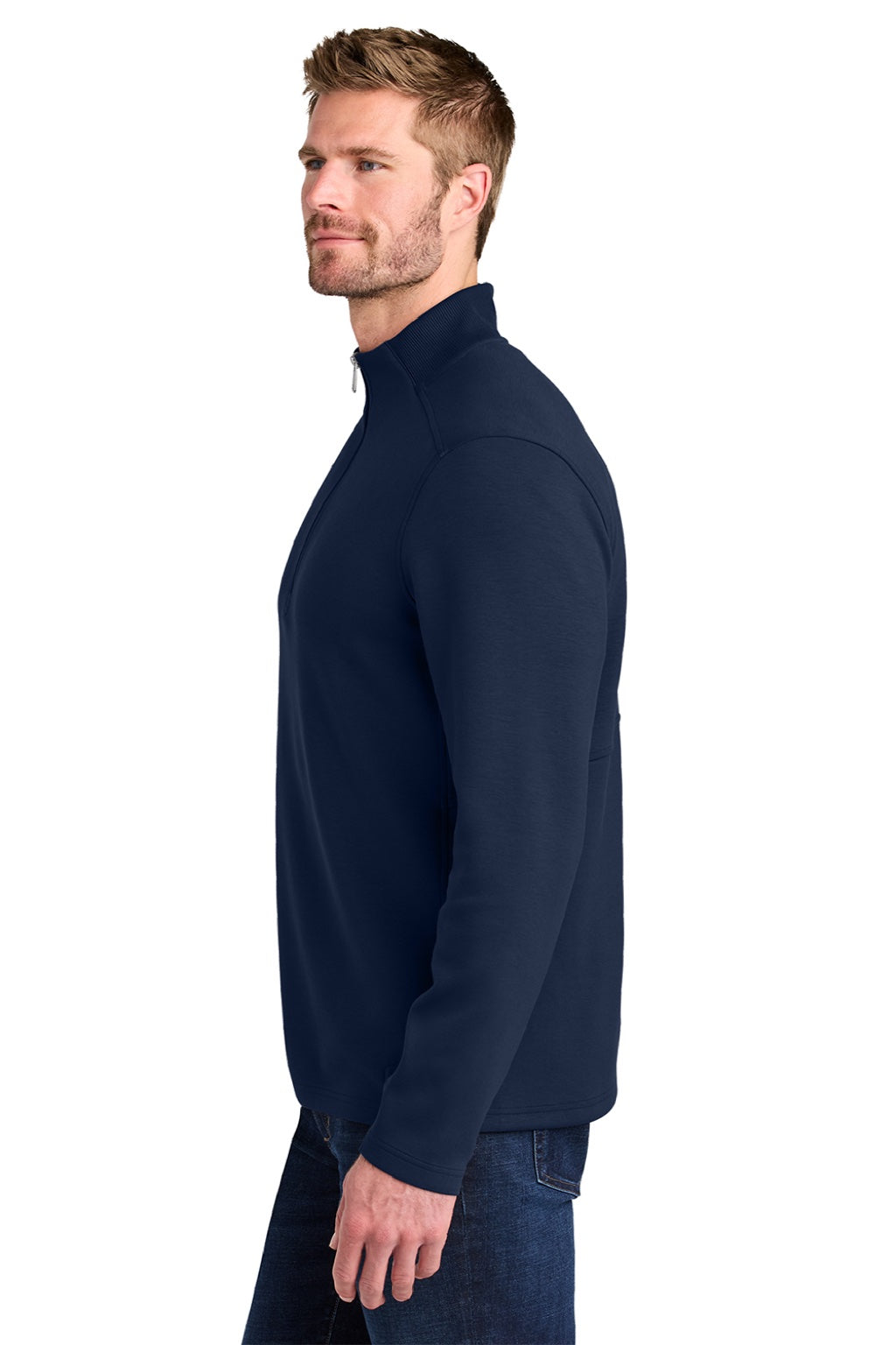 Ogio OG861 Mens Transcend 1/4 Zip Sweatshirt River Navy Blue Model Side