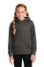 Sport-Tek YST244 Youth Sport-Wick Moisture Wicking Fleece Hooded Sweatshirt Hoodie w/ Pouch Pocket Iron Grey Model Front