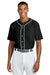 A4 A4N4184 Mens Short Sleeve Full Button Baseball Jersey Black Model Front