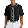 A4 Mens Short Sleeve Full Button Baseball Jersey - Black - COMING SOON