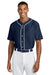 A4 A4N4184 Mens Short Sleeve Full Button Baseball Jersey Navy Blue Model Front