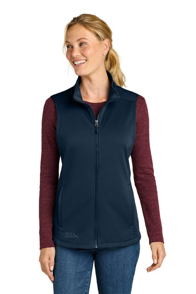 Eddie Bauer EB2570 Womens Full Zip Fleece Vest River Navy Blue Model Front