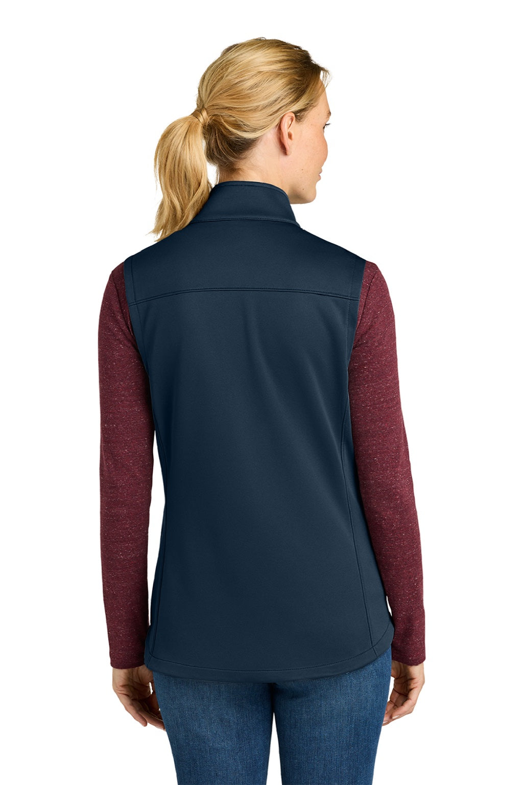 Eddie Bauer EB2570 Womens Full Zip Fleece Vest River Navy Blue Model Back