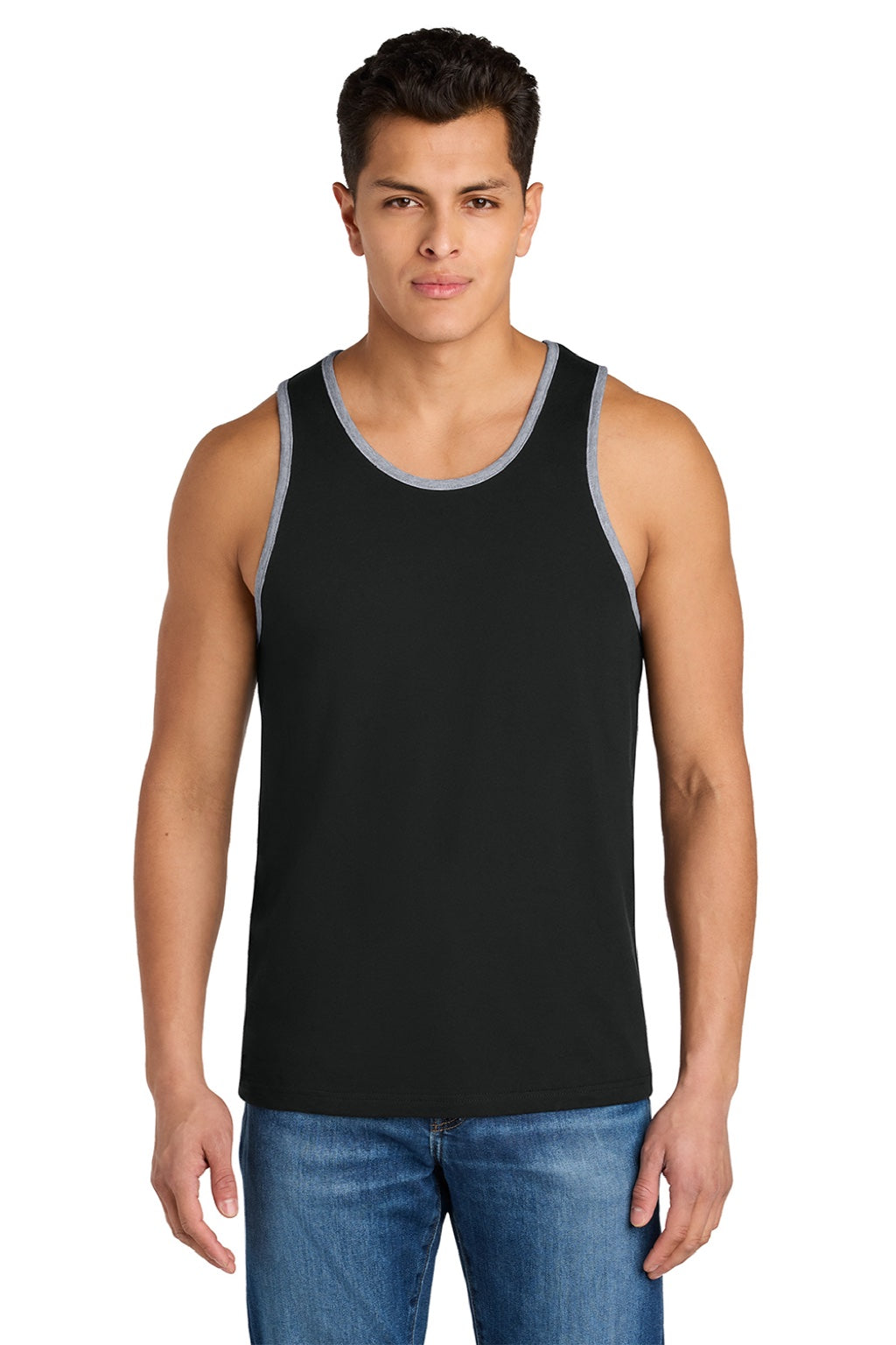 Next Level NL3633/3633 Mens Tank Top Black/Heather Grey Model Front
