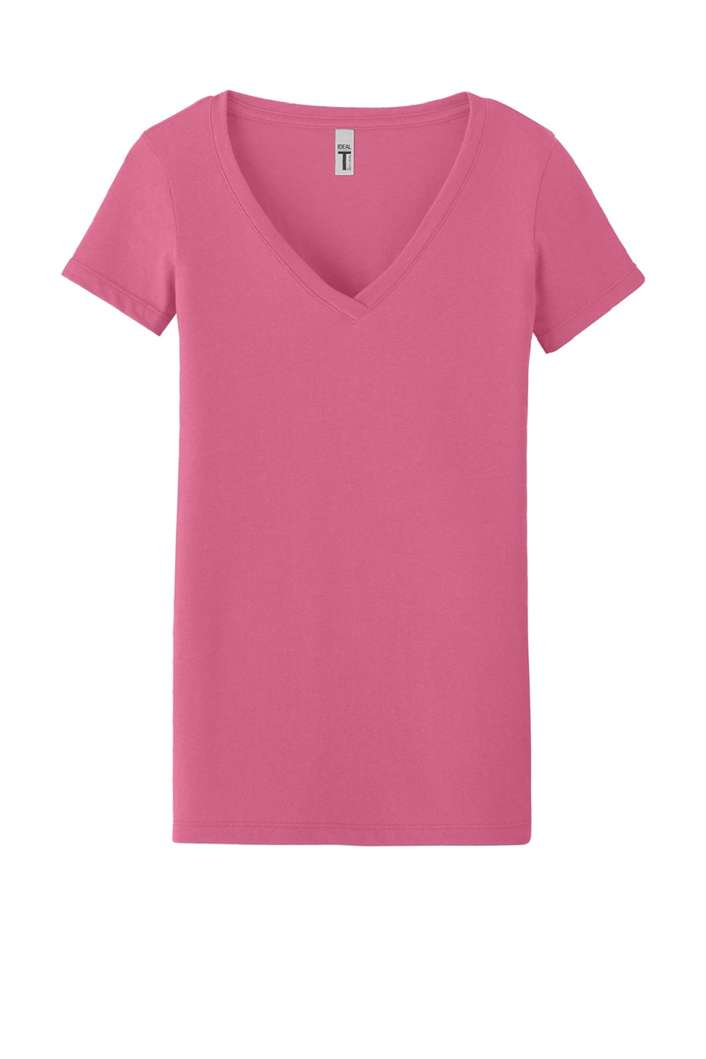 Next Level NL1540/1540 Womens Ideal Jersey Short Sleeve V-Neck T-Shirt Hot Pink Flat Front