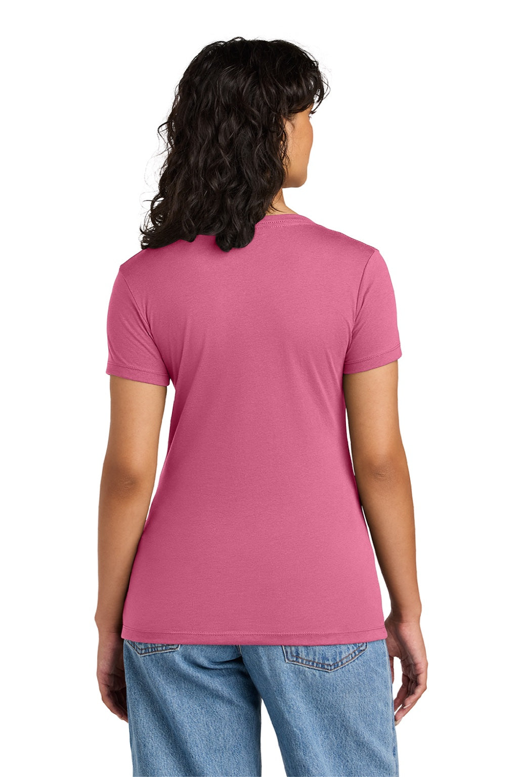 Next Level NL1540/1540 Womens Ideal Jersey Short Sleeve V-Neck T-Shirt Hot Pink Model Back