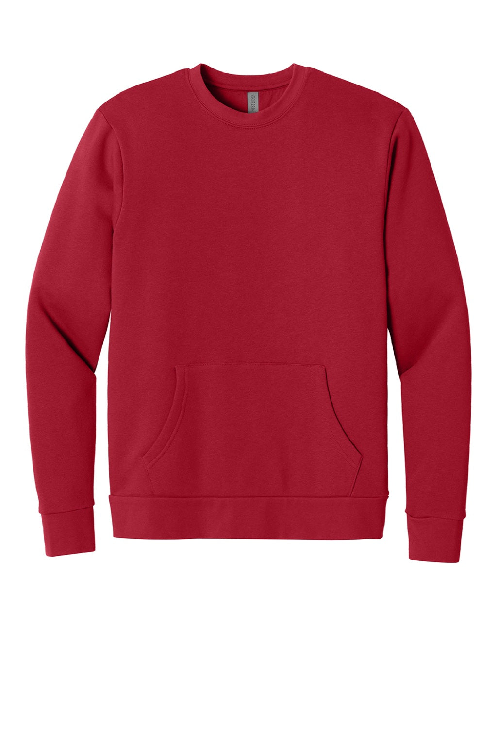 Next Level 9001 Mens Fleece Crewneck Sweatshirt w/ Pouch Pocket Red Flat Front
