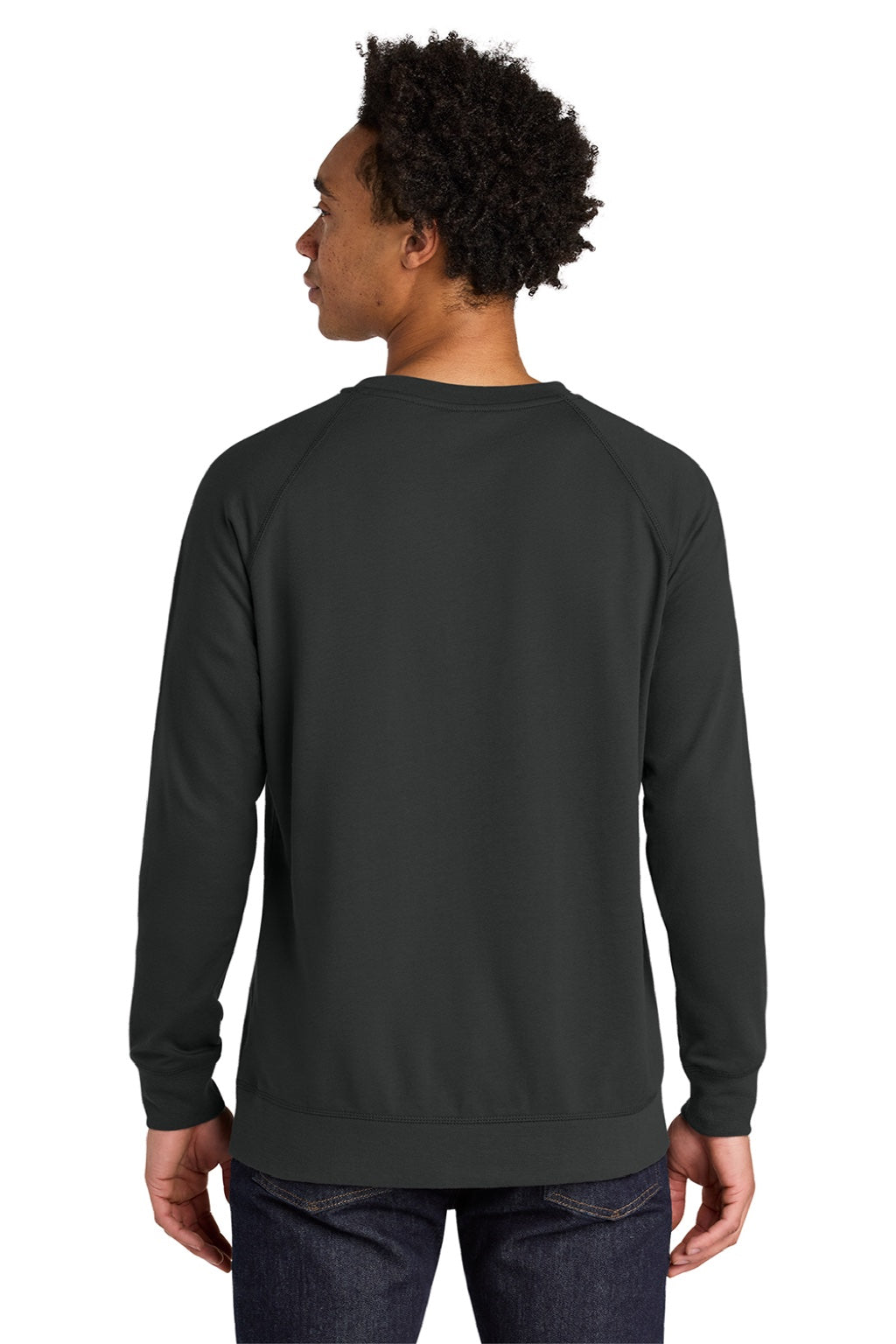 Next Level N9000/9000 Mens French Terry Long Sleeve Crewneck T-Shirt Graphite Black Model Back