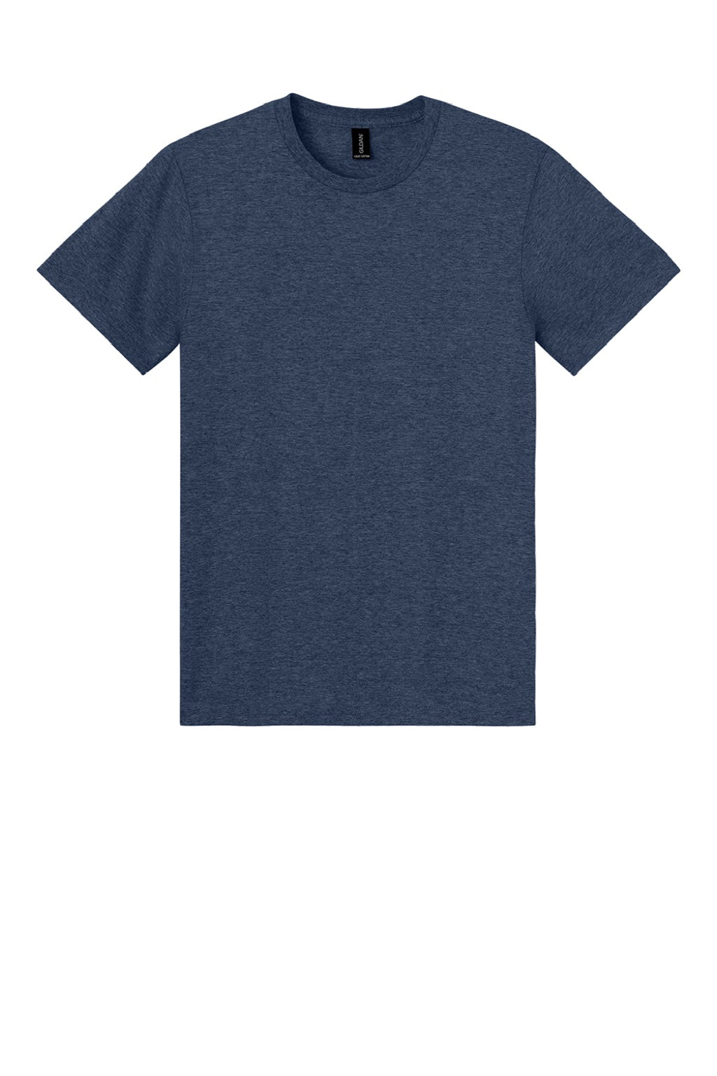 Gildan 3000 Mens Short Sleeve Crewneck T-Shirt Heather Navy Blue Flat Front