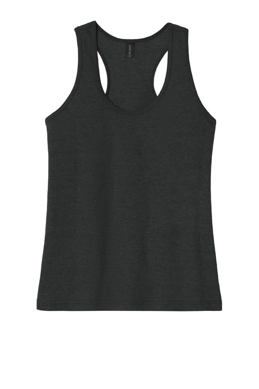 Gildan 64220LCVC Womens Softstyle CVC Racerback Tank Top Pitch Black Mist Flat Front