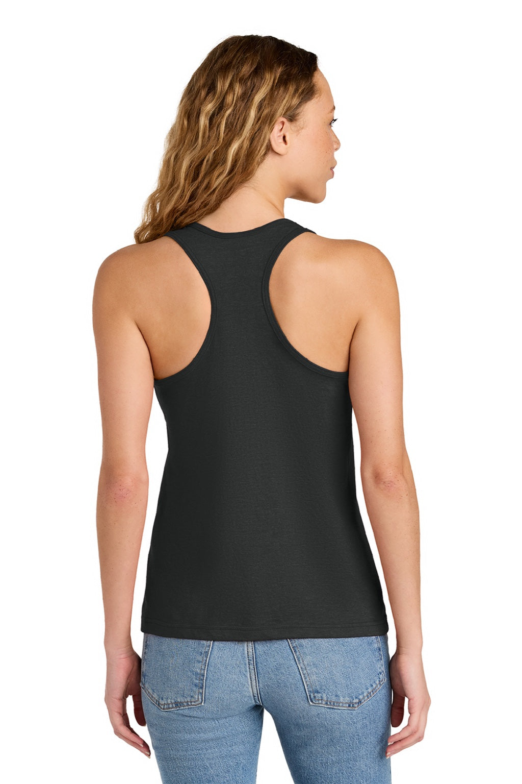 Gildan 64220LCVC Womens Softstyle CVC Racerback Tank Top Pitch Black Mist Model Back