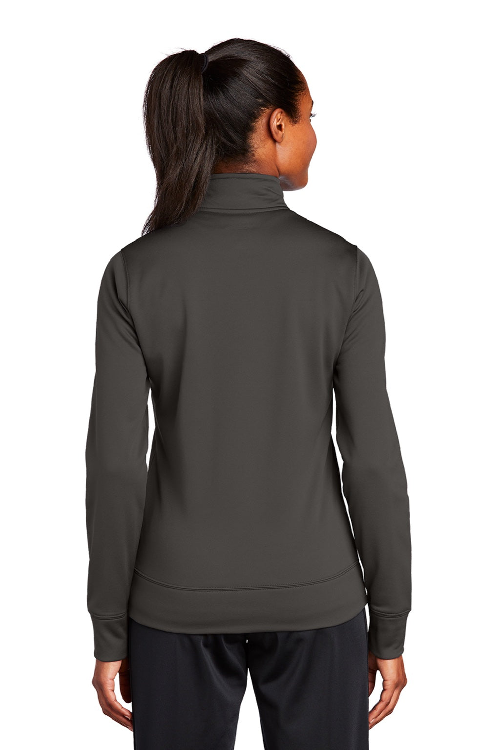 Sport-Tek LST241 Womens Sport-Wick Moisture Wicking Fleece Full Zip Sweatshirt w/ Pockets Iron Grey Model Back