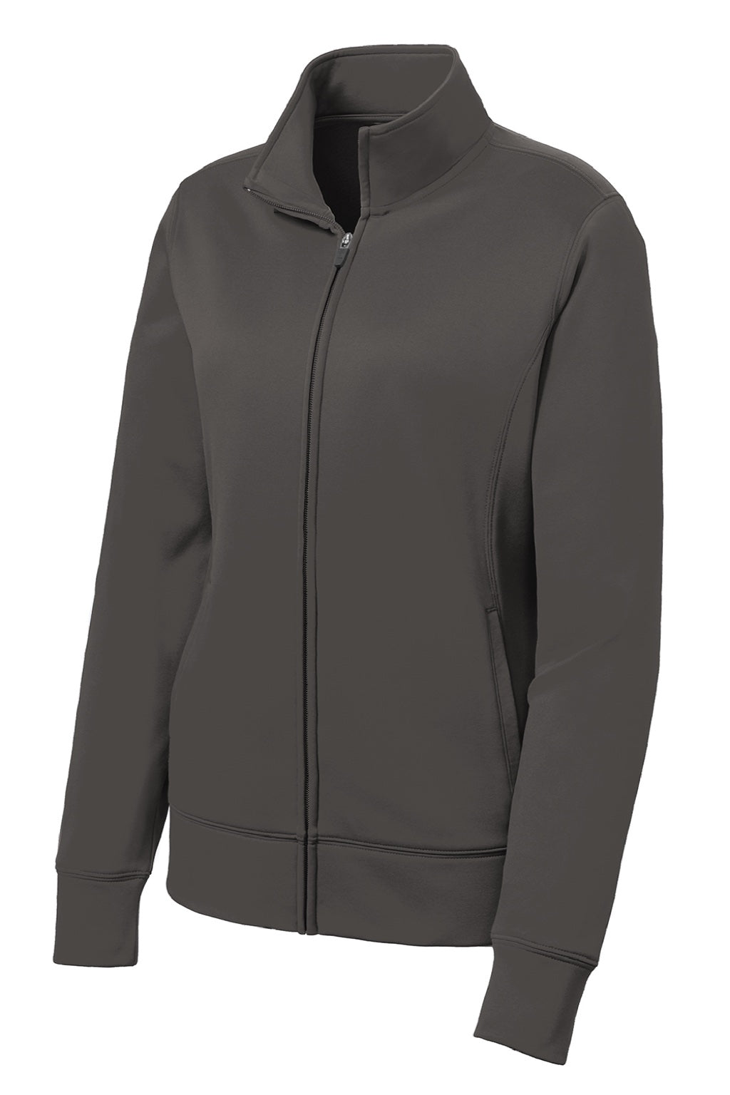 Sport-Tek LST241 Womens Sport-Wick Moisture Wicking Fleece Full Zip Sweatshirt w/ Pockets Iron Grey Flat Front