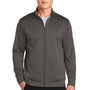 Sport-Tek Mens Sport-Wick Moisture Wicking Fleece Full Zip Sweatshirt w/ Pockets - Iron Grey
