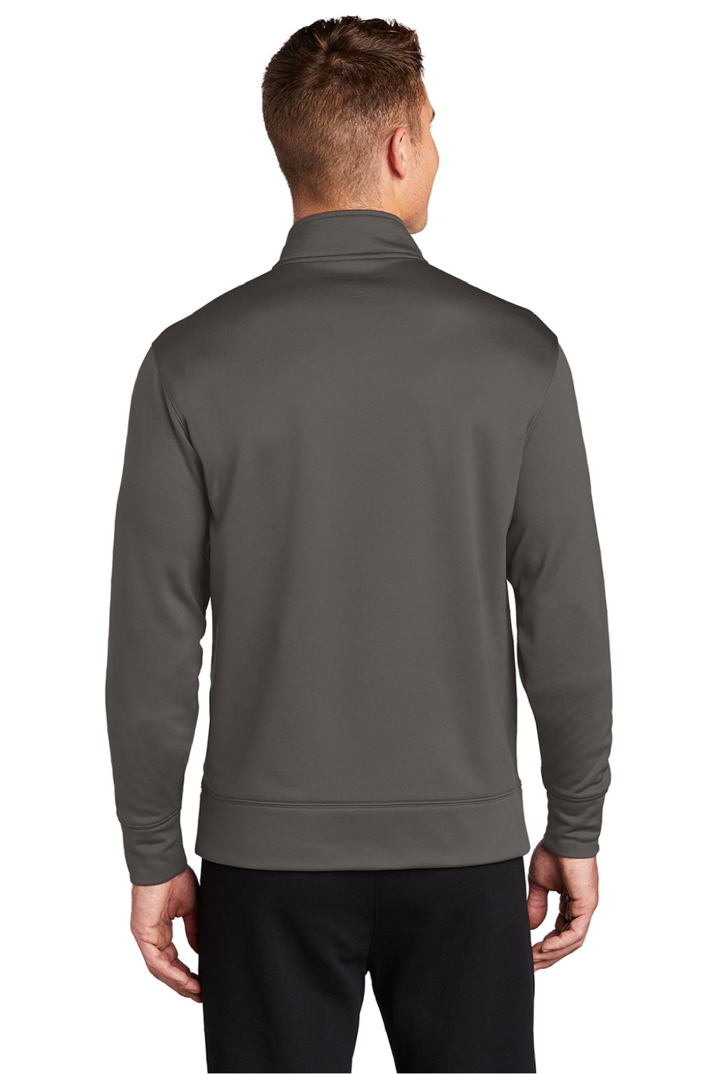 Sport-Tek ST241 Mens Sport-Wick Moisture Wicking Fleece Full Zip Sweatshirt w/ Pockets Iron Grey Model Back