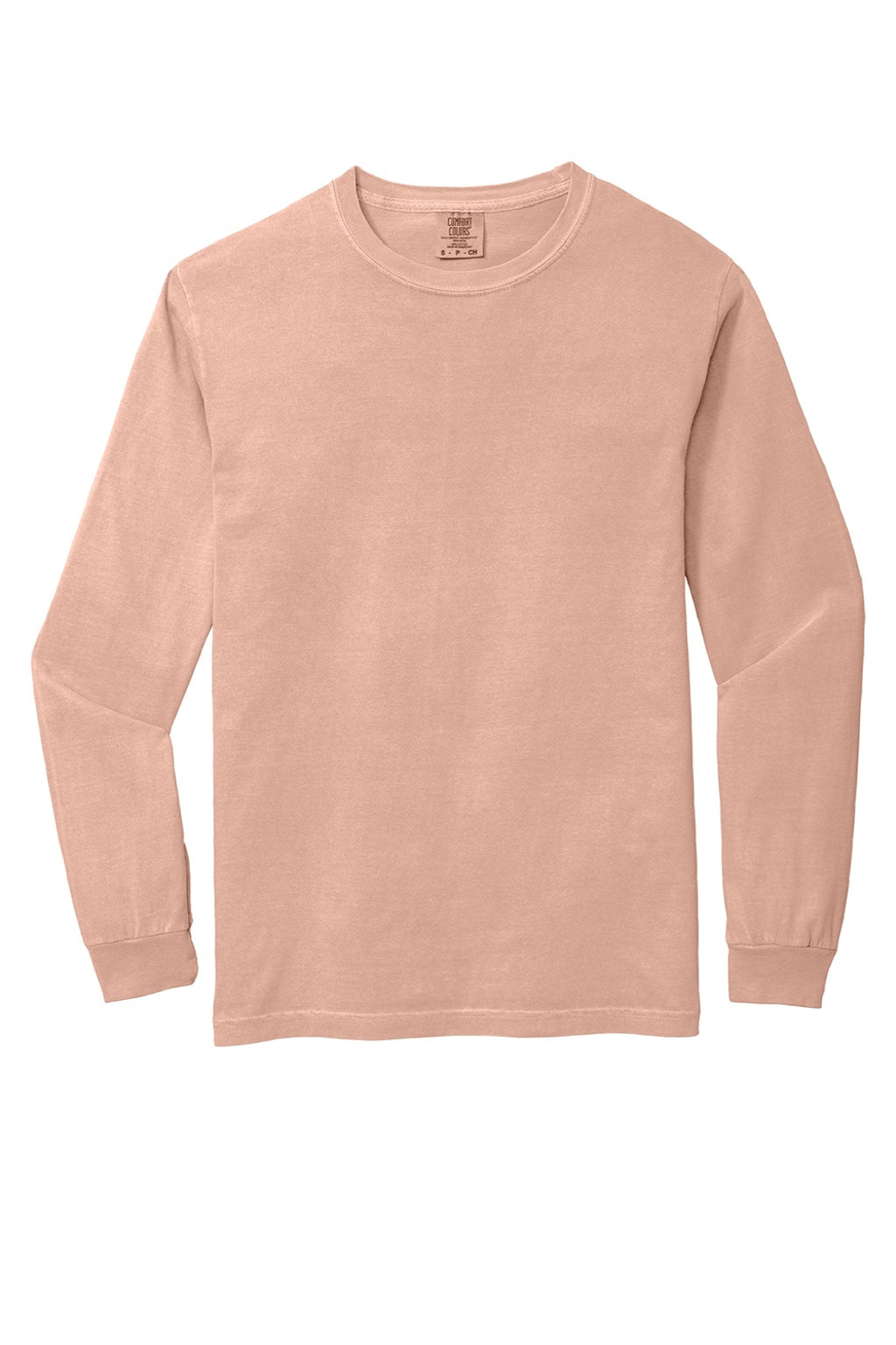 Comfort Colors 6014/C6014 Mens Long Sleeve Crewneck T-Shirt Peachy Flat Front