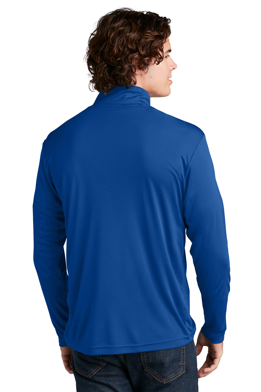 Sport-Tek ST357 Mens Competitor Moisture Wicking 1/4 Zip Sweatshirt True Royal Blue Model Back