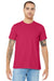 Bella + Canvas BC3001/3001 Mens Jersey Short Sleeve Crewneck T-Shirt Fuchsia Pink Model Front