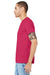 Bella + Canvas BC3001/3001 Mens Jersey Short Sleeve Crewneck T-Shirt Fuchsia Pink Model Side
