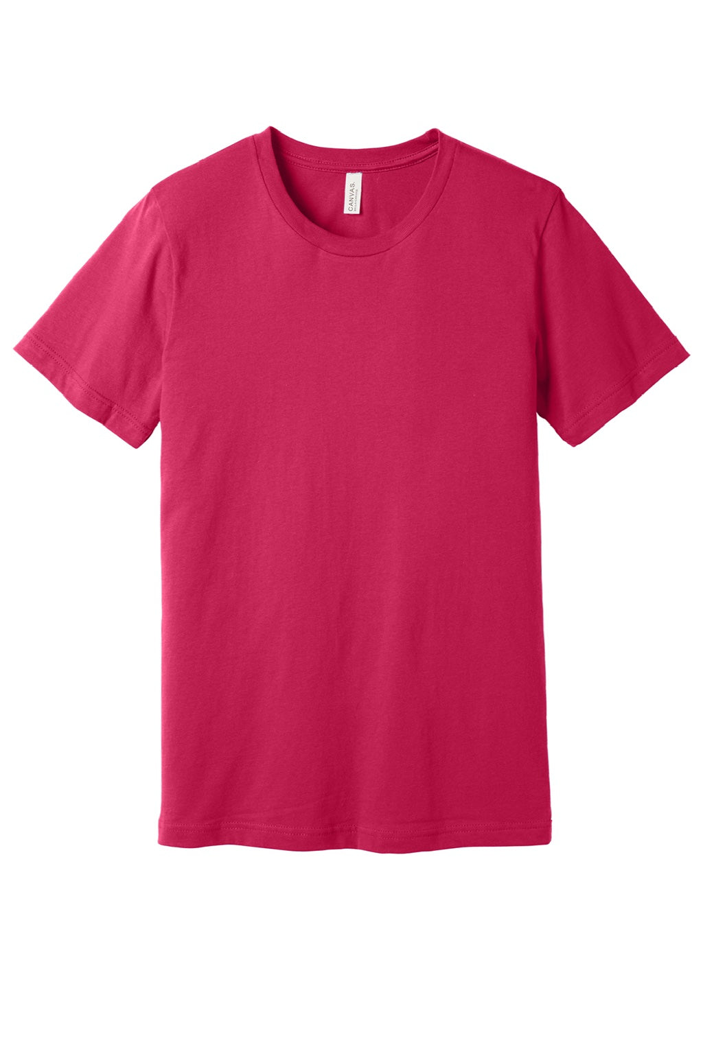 Bella + Canvas BC3001/3001 Mens Jersey Short Sleeve Crewneck T-Shirt Fuchsia Pink Flat Front