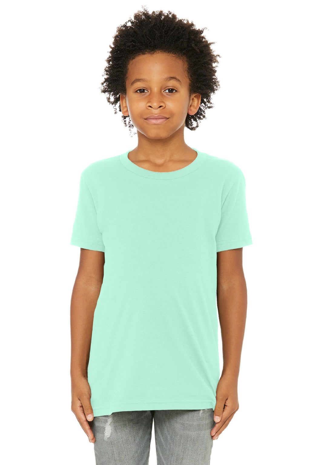 Bella + Canvas BC3001Y/3001Y Youth Jersey Short Sleeve Crewneck T-Shirt Mint Green Model Front