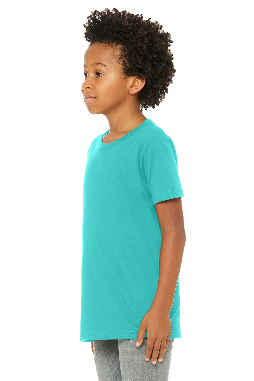 Bella + Canvas BC3001Y/3001Y Youth Jersey Short Sleeve Crewneck T-Shirt Teal Green Model Side