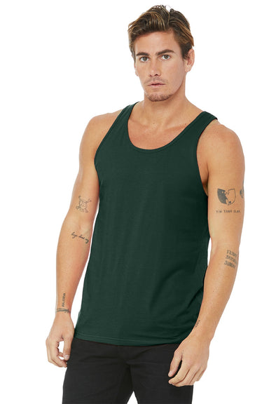 Bella + Canvas BC3480/3480 Mens Jersey Tank Top Forest Green Model Front