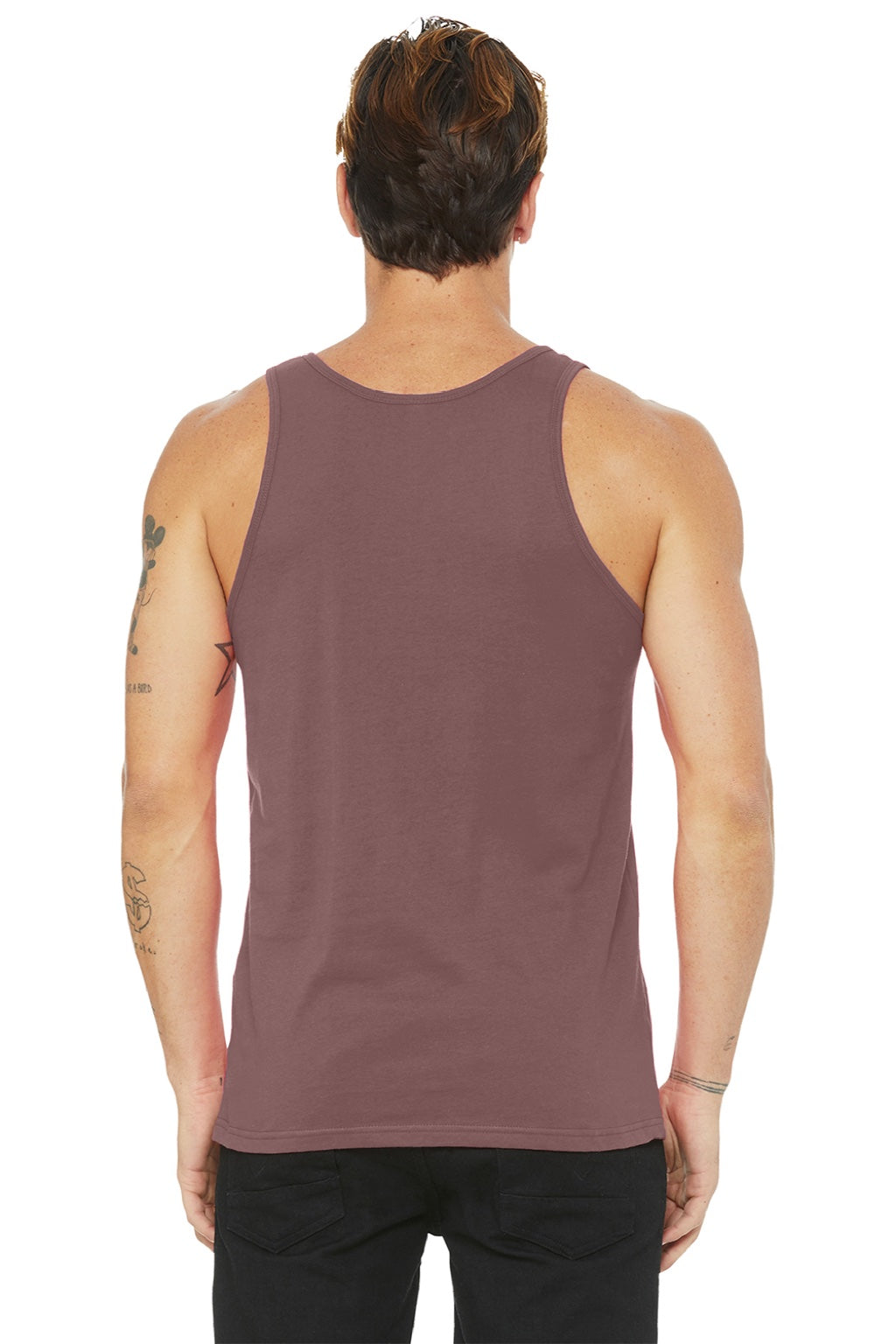 Bella + Canvas BC3480/3480 Mens Jersey Tank Top Mauve Model Back