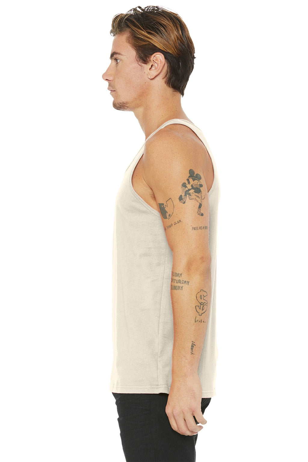 Bella + Canvas BC3480/3480 Mens Jersey Tank Top Natural Model Side