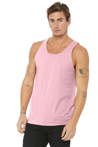 Bella + Canvas BC3480/3480 Mens Jersey Tank Top Pink Model Front
