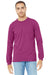 Bella + Canvas BC3501/3501 Mens Jersey Long Sleeve Crewneck T-Shirt Berry Pink Model Front