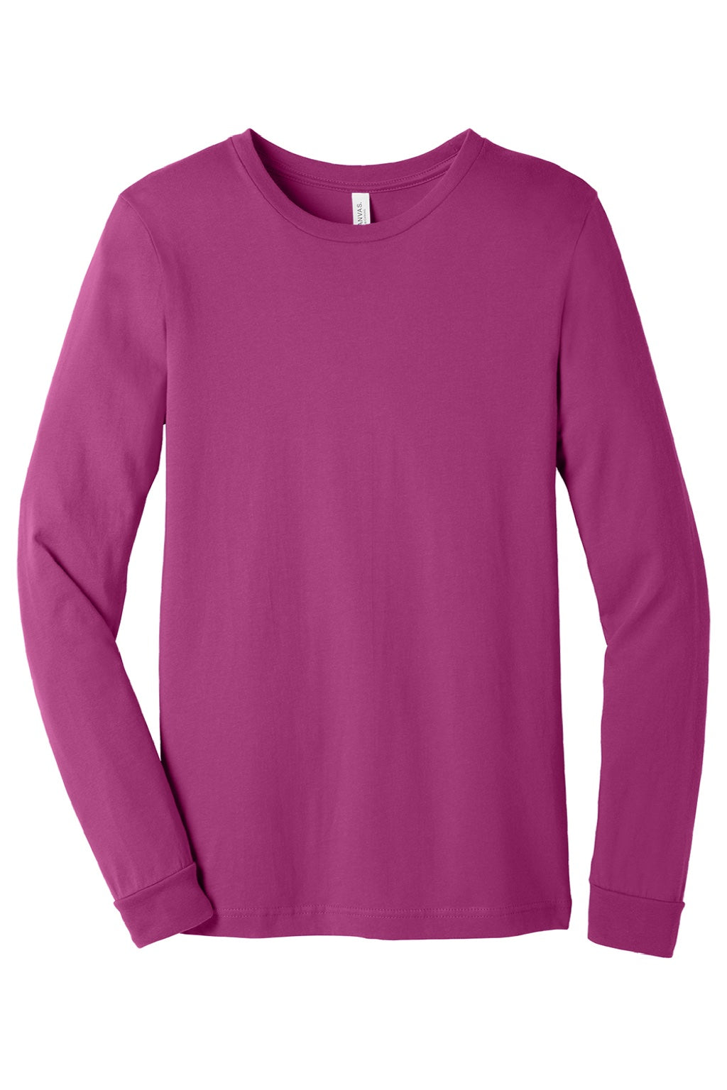 Bella + Canvas BC3501/3501 Mens Jersey Long Sleeve Crewneck T-Shirt Berry Pink Flat Front