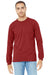 Bella + Canvas BC3501/3501 Mens Jersey Long Sleeve Crewneck T-Shirt Canvas Red Model Front