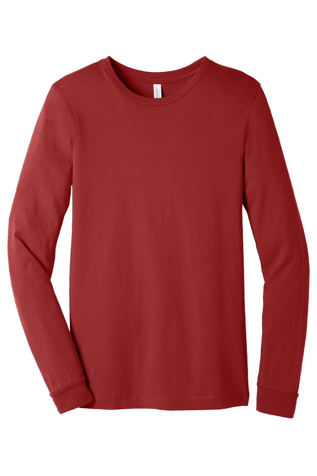 Bella + Canvas BC3501/3501 Mens Jersey Long Sleeve Crewneck T-Shirt Canvas Red Flat Front