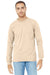Bella + Canvas BC3501/3501 Mens Jersey Long Sleeve Crewneck T-Shirt Soft Cream Model Front