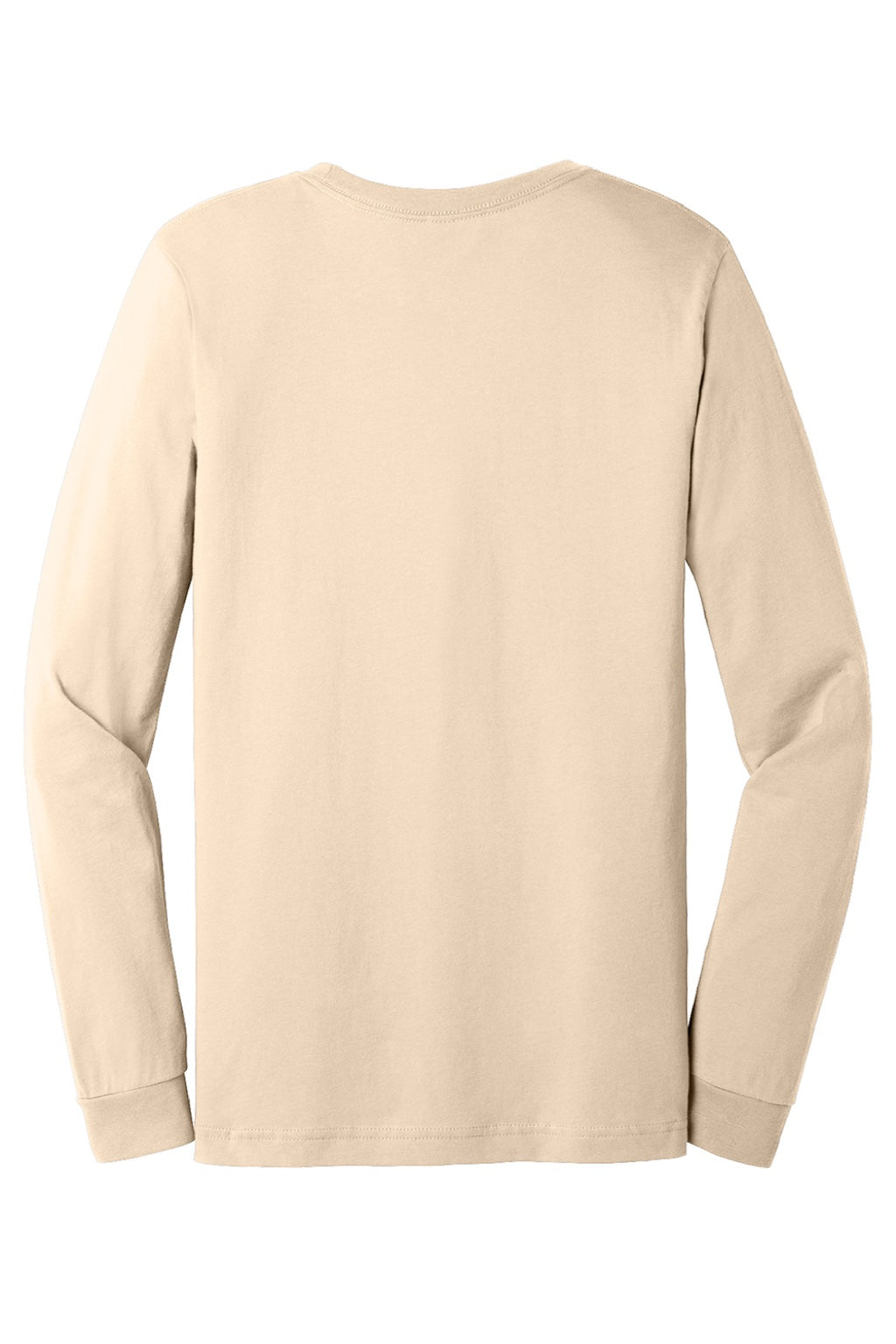 Bella + Canvas BC3501/3501 Mens Jersey Long Sleeve Crewneck T-Shirt Soft Cream Flat Back