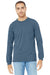 Bella + Canvas BC3501/3501 Mens Jersey Long Sleeve Crewneck T-Shirt Steel Blue Model Front