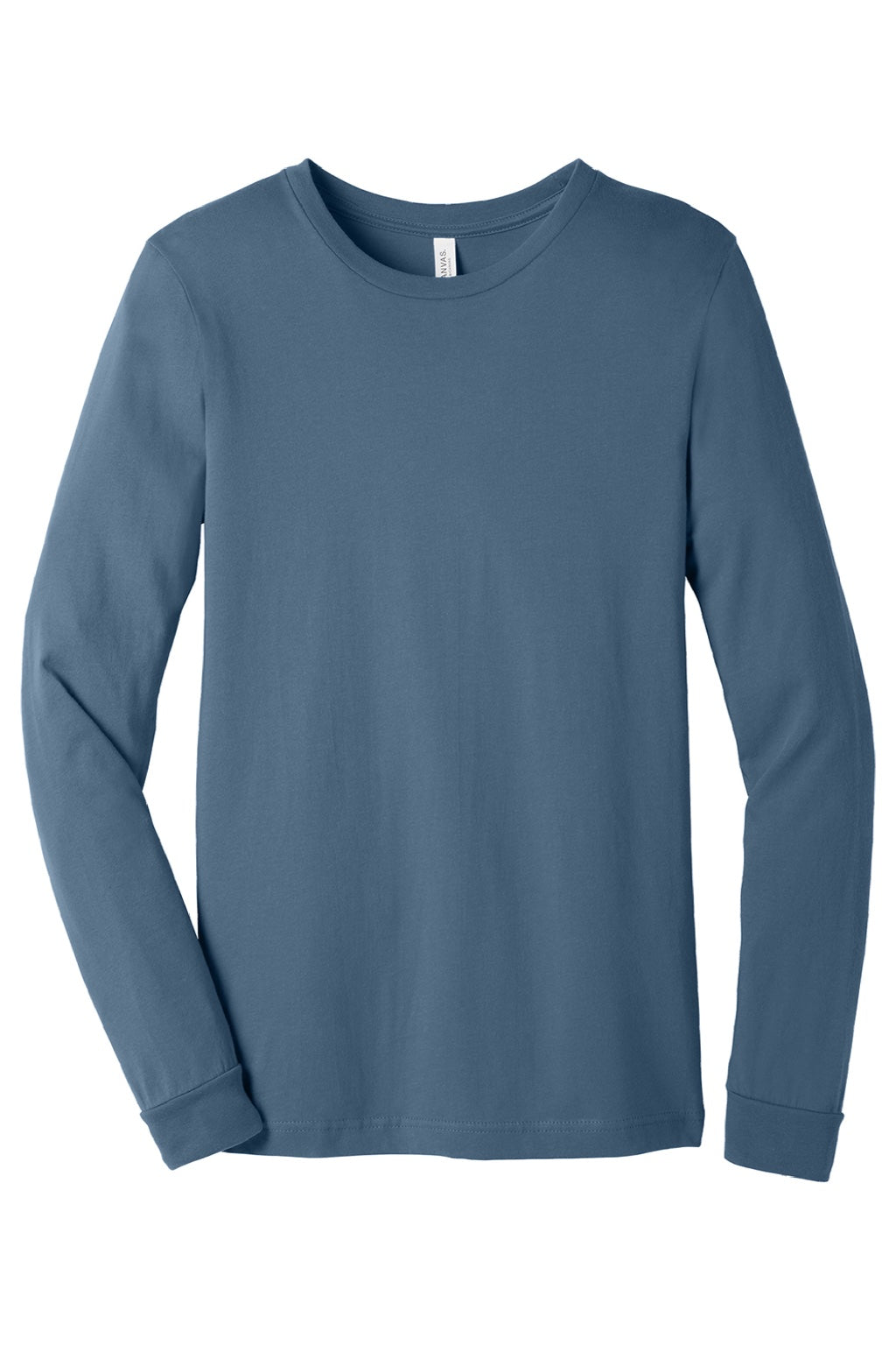 Bella + Canvas BC3501/3501 Mens Jersey Long Sleeve Crewneck T-Shirt Steel Blue Flat Front