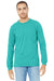 Bella + Canvas BC3501/3501 Mens Jersey Long Sleeve Crewneck T-Shirt Teal Green Model Front