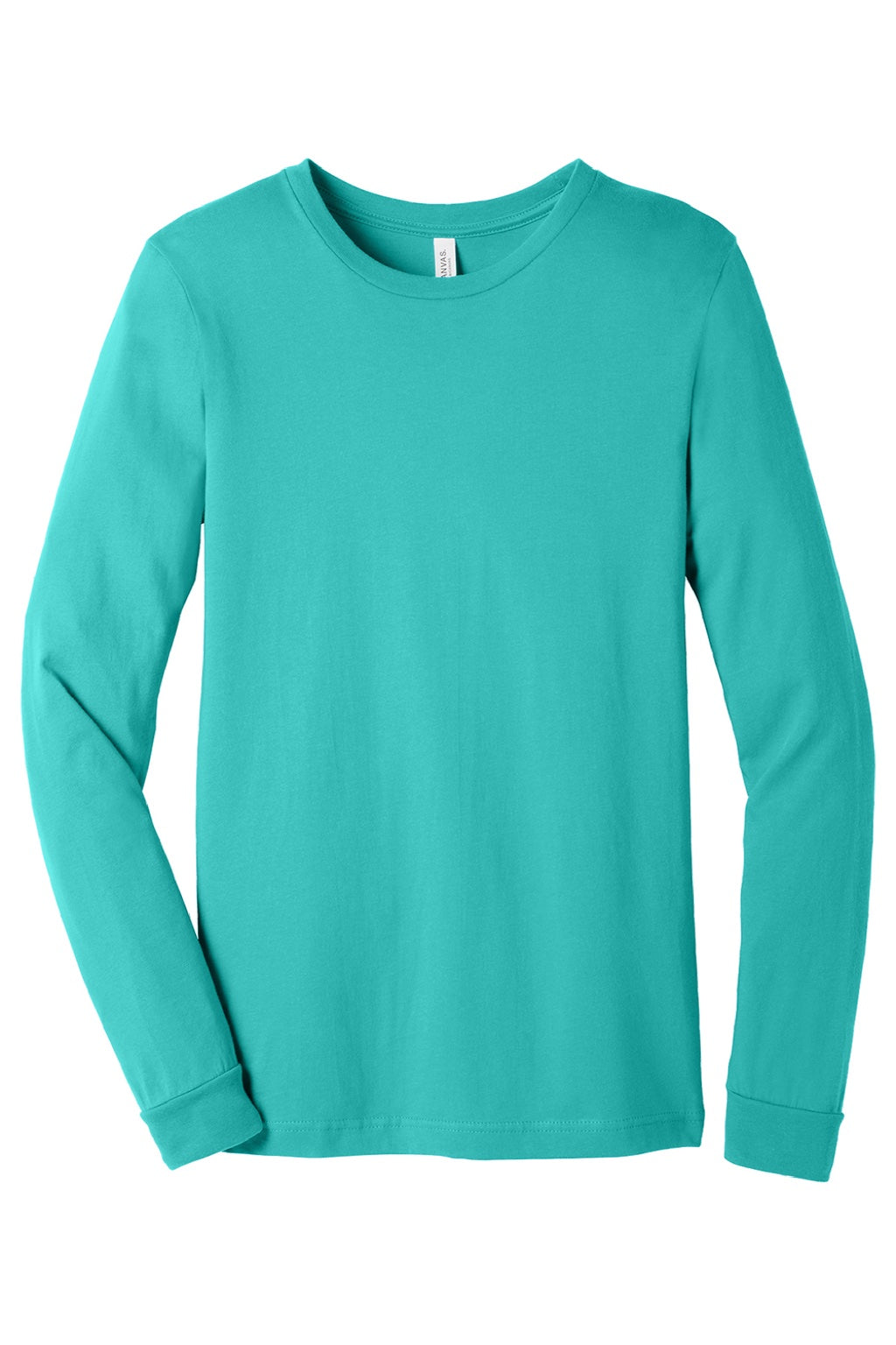 Bella + Canvas BC3501/3501 Mens Jersey Long Sleeve Crewneck T-Shirt Teal Green Flat Front