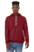Bella + Canvas BC3719/3719 Mens Sponge Fleece Hooded Sweatshirt Hoodie w/ Pouch Pocket Cardinal Red Model Front