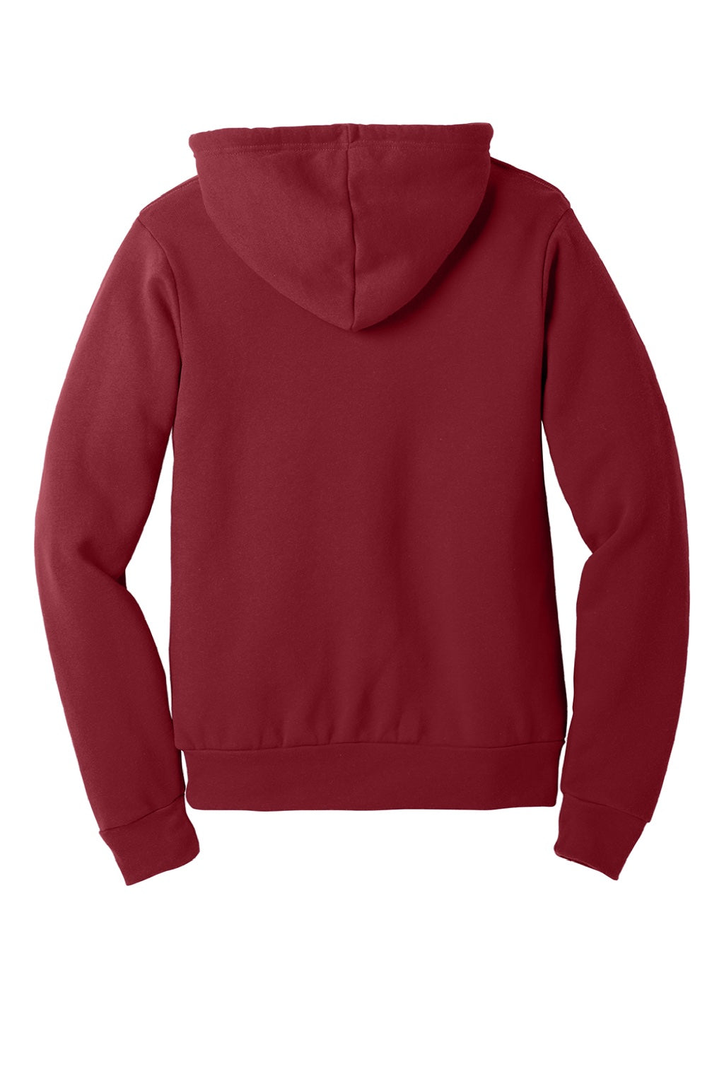 Bella + Canvas BC3719/3719 Mens Sponge Fleece Hooded Sweatshirt Hoodie w/ Pouch Pocket Cardinal Red Flat Back
