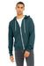 Bella + Canvas BC3739/3739 Mens Fleece Full Zip Hooded Sweatshirt Hoodie w/ Pockets Atlantic Blue Model Front
