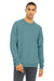 Bella + Canvas BC3901/3901 Mens Sponge Fleece Crewneck Sweatshirt Heather Lagoon Blue Model Front