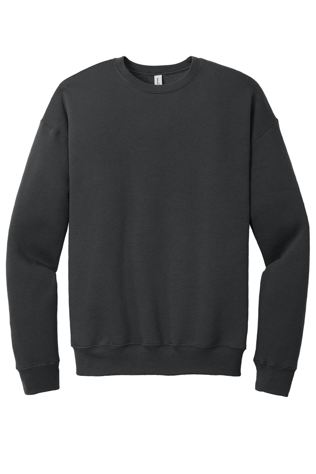 Bella + Canvas BC3945/3945 Mens Fleece Crewneck Sweatshirt Dark Grey Flat Front