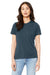 Bella + Canvas BC6400/6400 Womens Relaxed Jersey Short Sleeve Crewneck T-Shirt Vintage Navy Blue Model Front